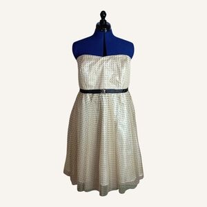 Torrid Women's Strapless Cream Tulle Polka Dot Dress With Belted Waist Size 20